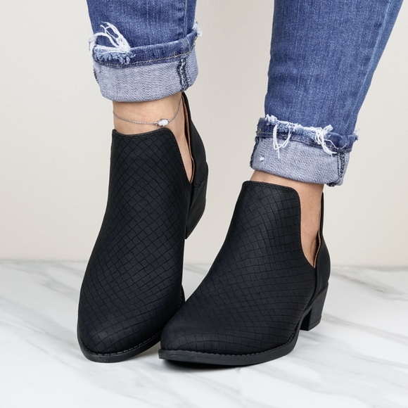 black booties side cut out